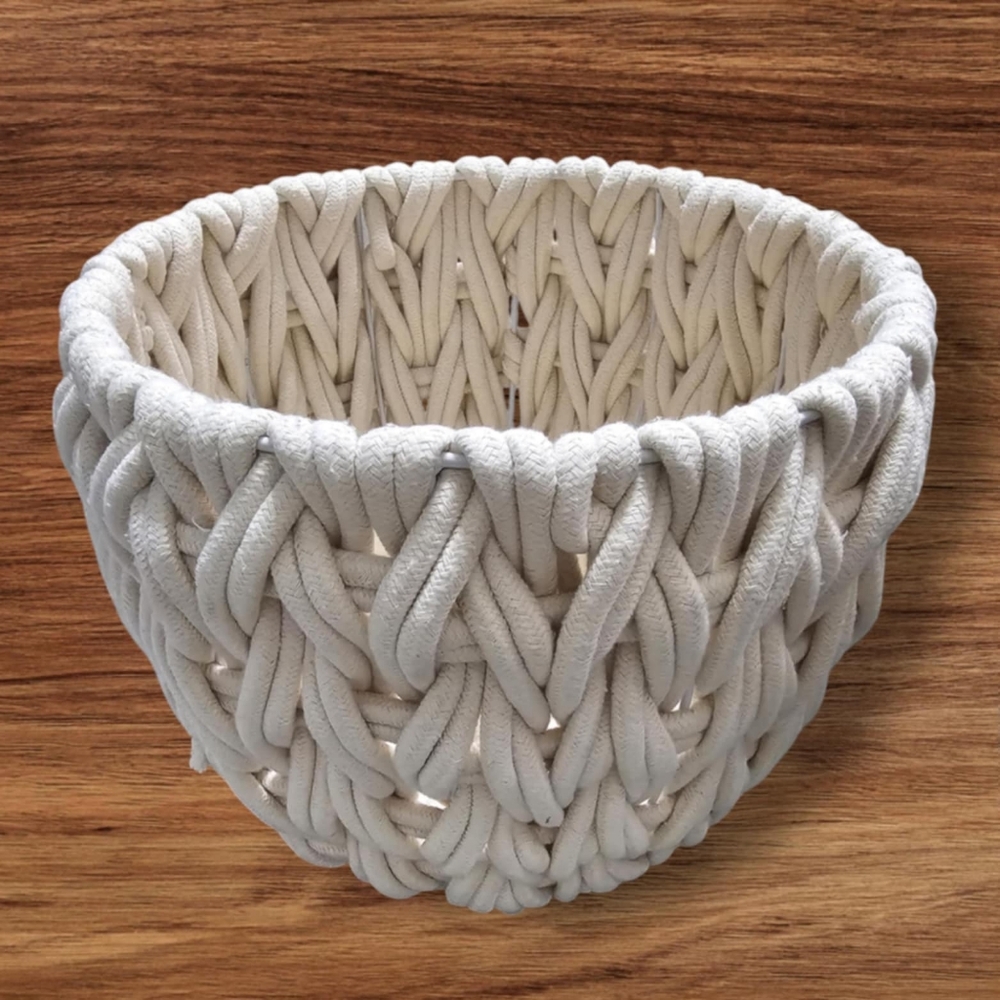 Rulon White rope Open Storage Tote Basket